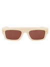 Alexander Mcqueen Spike Studs Contemporary Square Frame Tinted Sunglasses In 004 Ivory Ivory Brown