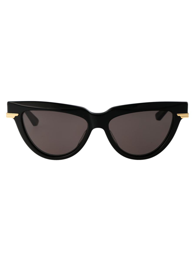 Bottega Veneta Bv1265s Sunglasses In 001 Black Gold Grey