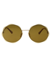 Chloé Round-frame Metal Sunglasses With Wavy Design In 001 Gold Gold Green