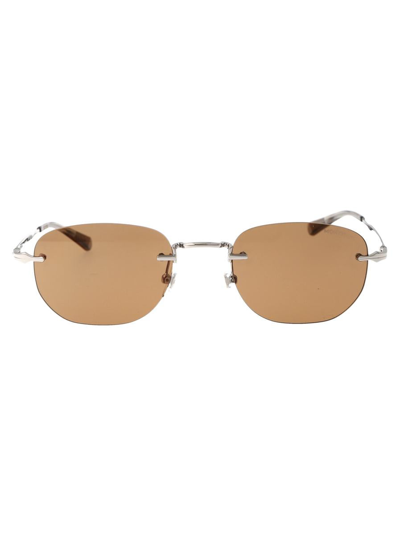 Montblanc Sunglasses In 003 Silver Silver Brown
