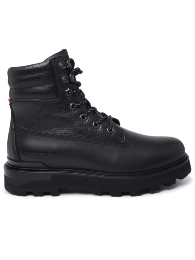 Moncler Peka Leather Hiking Boots In Black