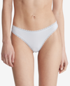 Calvin Klein Women's Lace-trim Thong Underwear Qd3705 In Arctic Ice