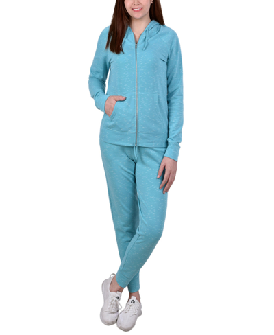 Ny Collection Petite Long Sleeve Hoodie And Jogger 2 Piece Set In Capri
