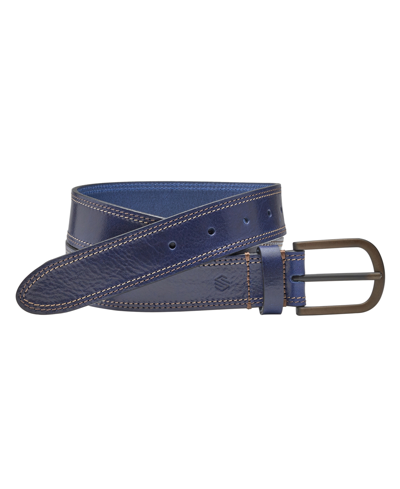Johnston & Murphy Men's Double Contrast Stitched Belt In Navy