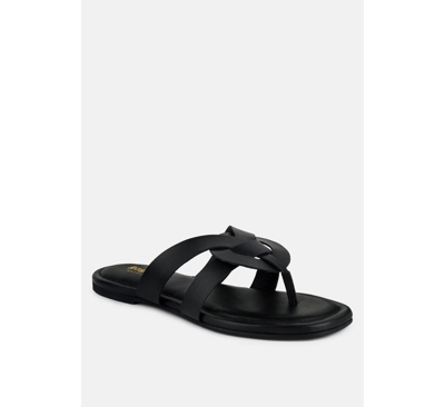 Rag & Co Angeles Black Flat Slip Ons Sandals