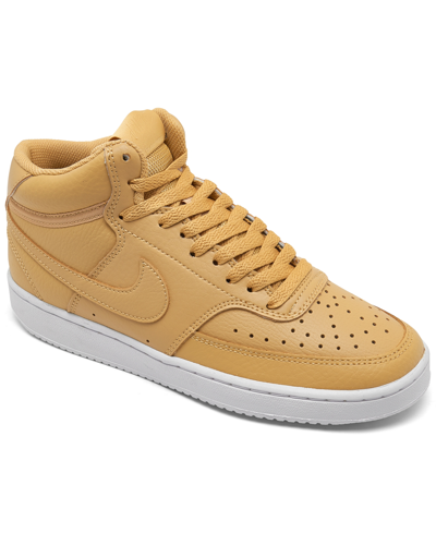Nike Women's Court Vision Mid Casual Sneakers From Finish Line In Twine/ Twine