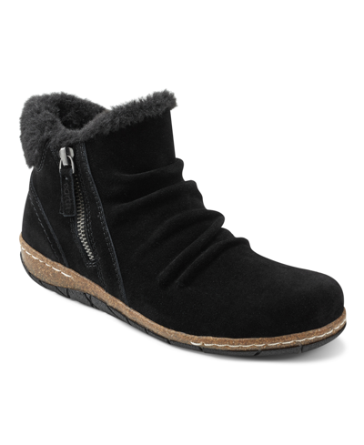Earth Women's Eric Round Toe Cold Weather Casual Booties In Black Suede