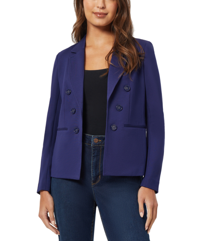 Jones New York Women's Collection Compression Faux Double Breasted Jacket In Pacific Navy