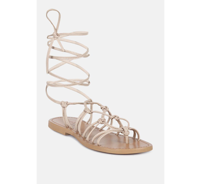 Rag & Co Baxea Handcrafted Latte Tie Up String Flats In Brown