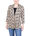 Ny Collection Plus Size Puff Print 3/4 Sleeve 2-fer Top In Nude Black Floral