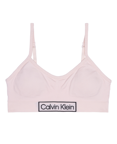Calvin Klein Kids' Big Girls Seamless Ruched Crop Bra In Crystal Pink