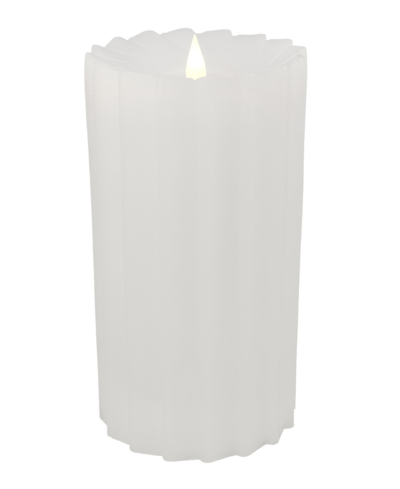 Seasonal Sutton Fluted Motion Flameless Candle 4 X 8 In White