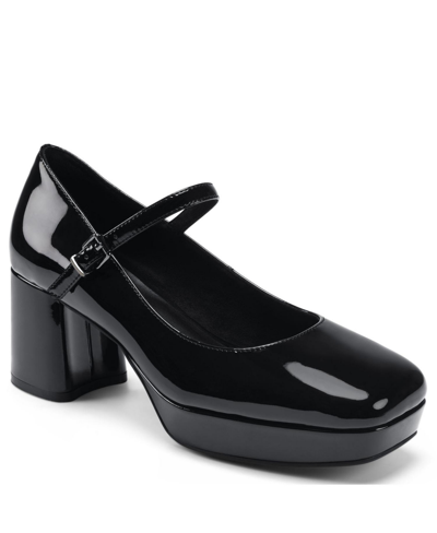 Aerosoles Women's Shannon Square Toe Dress Heel In Black Patent
