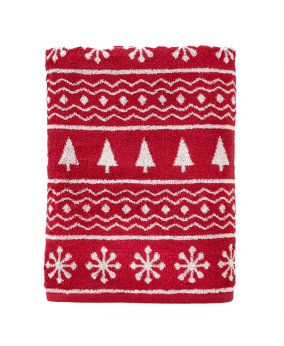 Skl Home Fair Isle Jacquard Cotton Bath Towel, 27" X 50" In Red