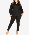 CITY CHIC TRENDY PLUS SIZE CLEAN LOOK LONG SLEEVE SHIRT TOP