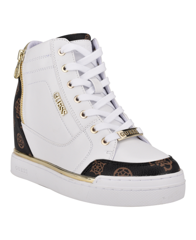 Guess Women's Figz Sneakers In White,black