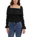 Bebe Women's Smocked Body & Sleeve Top In Black