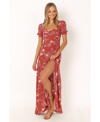 Petal And Pup Franklin Floral Puff Sleeve Maxi Dress In Rust Floral