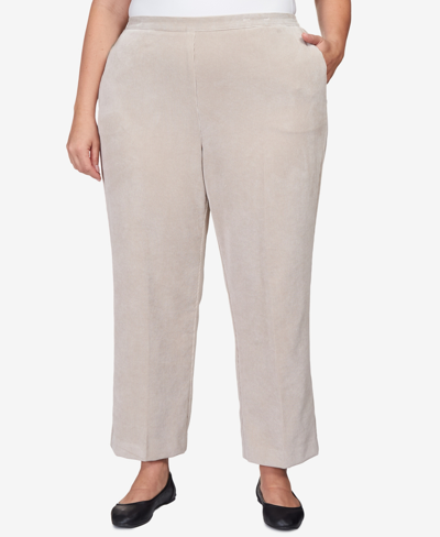 Alfred Dunner Plus Size St.moritz Corduroy Regular Fit Short Length Pants In Linen