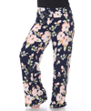 White Mark Printed Plus Size Palazzo Pants In Peach Flower