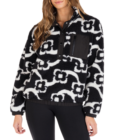 Hurley Juniors' Mod Pop Over Sherpa Fleece Jacket In Black