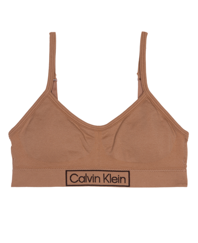 Calvin Klein Kids' Big Girls Seamless Ruched Crop Bra In Bronzed