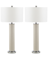 Safavieh Set Of 2 Ollie Faux Woven Leather Table Lamps In Cream