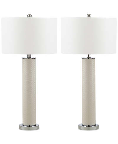 Safavieh Set Of 2 Ollie Faux Woven Leather Table Lamps In Cream