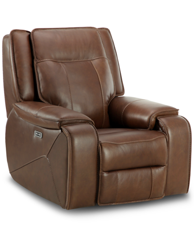 Macy's Hansley 39" Zero Gravity Leather Power Recliner, Created For  In Brown
