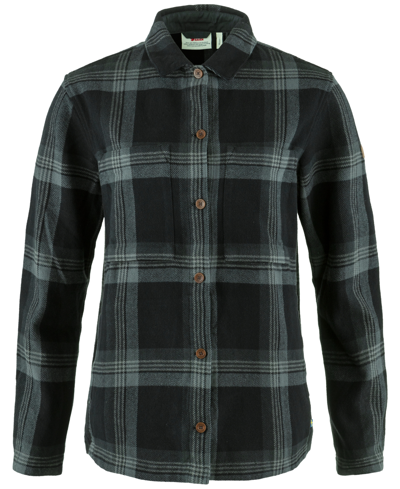 Fjall Raven Women's Ovik Heavy Cotton Flannel Shirt In Black-iron Grey