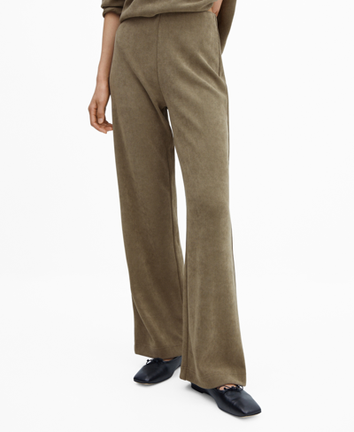Mango Straight Knitted Trousers Charcoal