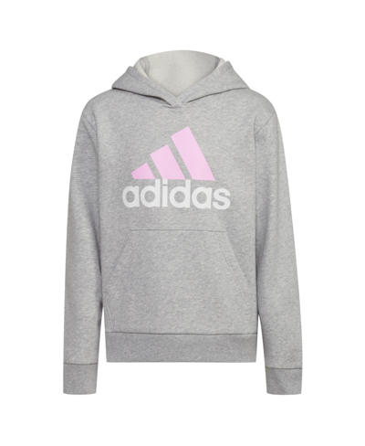 Adidas Originals Kids' Big Girls Long Sleeve Essential Sportswear Logo Heather Hoodie In Medium Gray Heather