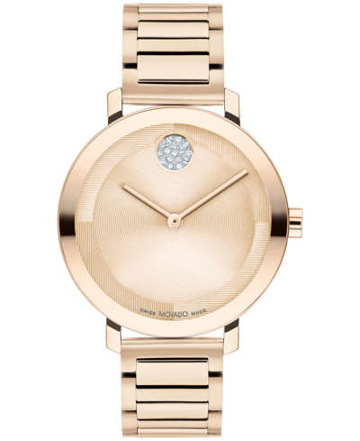 Movado Women's Bold Evolution 2.0 Swiss Quartz Ionic Plated Carnation Gold-tone Steel Watch 34mm In Rose Gold-tone
