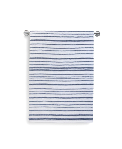 Cassadecor Urbane Stripe Cotton Bath Towel, 30" X 56" In Demin Blue,white