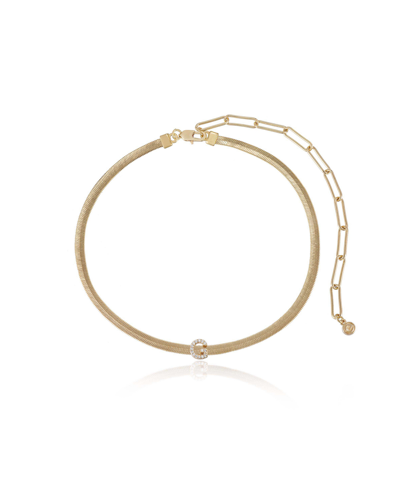 Ettika Initial Herringbone 18k Gold Plated Necklace In Letter G