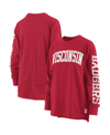 Pressbox Heathered Red Wisconsin Badgers Two-hit Canyon Long Sleeve T-shirt In Red