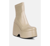 Rag & Co Purnell Beige High Platform Ankle Boots In Brown