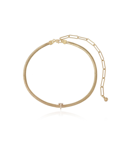 Ettika Initial Herringbone 18k Gold Plated Necklace In Letter T