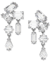 Swarovski Silver-tone Mesmera Crystal Cluster Drop Earrings In Silver