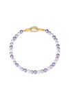CLASSICHARMS SHELL PEARL NECKLACE WITH GEM-ENCRUSTED CARABINER LOCK (SMALL)