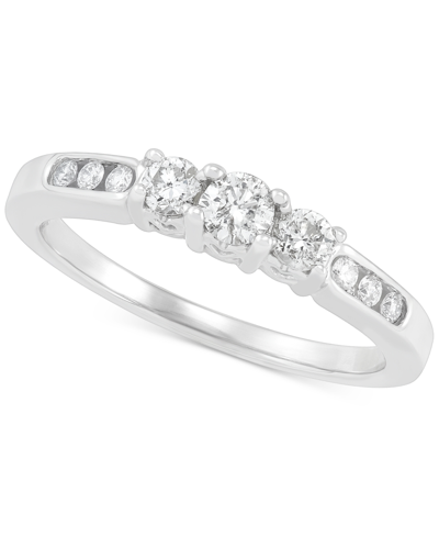 Macy's Diamond Three Stone Channel-set Engagement Ring (1/2 Ct. T.w.) In 14k White Gold