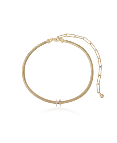 Ettika Initial Herringbone 18k Gold Plated Necklace In Letter K