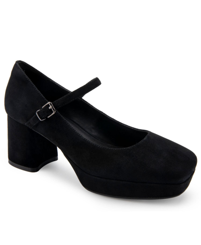 Aerosoles Women's Shannon Square Toe Dress Heel In Black Suede