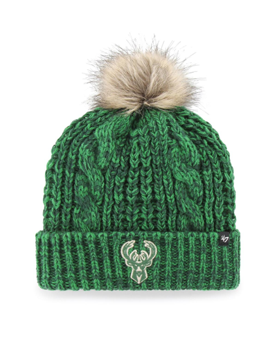 47 Brand Women's Hunter Green Milwaukee Bucks Meeko Cuffed Knit Hat With Pom