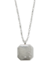 LUCKY BRAND SILVER-TONE PAVE TAG PENDANT NECKLACE, 16-3/4" + 3" EXTENDER