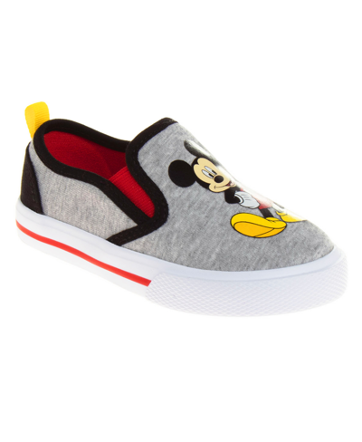 Disney Kids' Little Boys Mickey Mouse Slip On Canvas Sneakers In Gray,red