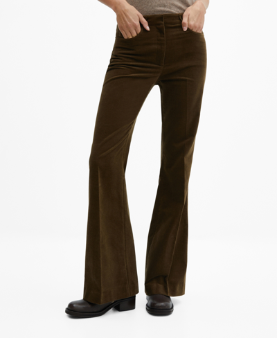 Mango Thin Pintripe Longline Pants In Dark Red