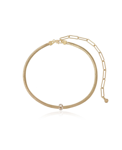 Ettika Initial Herringbone 18k Gold Plated Necklace In Letter C