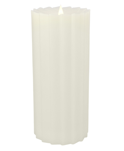 Seasonal Sutton Fluted Motion Flameless Candle 4 X 10 In Ivory