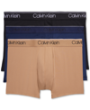 Calvin Klein Microfiber Stretch Wicking Low Rise Trunks, Pack Of 3 In Black,tigers Eye,blue Shadow